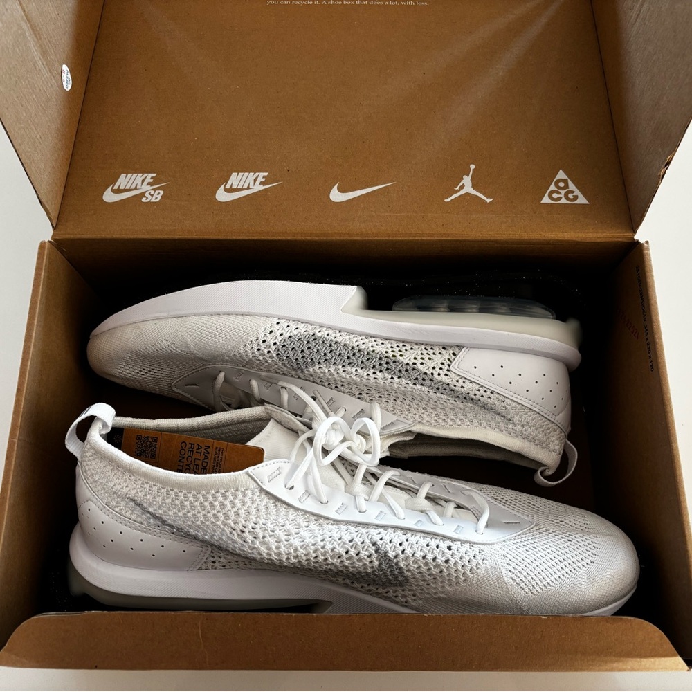 NIKE AIR MAX FLYKNIT RACER NEXT NATURE PLATINUM WHITE FJ4002-100 MEN'S SIZE 13